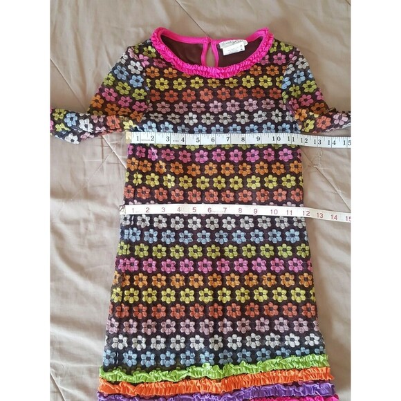Emily Rose Girls Dress Size 8 Floral Ruffle  Mesh Colorful Back to school Winter - Picture 10 of 12